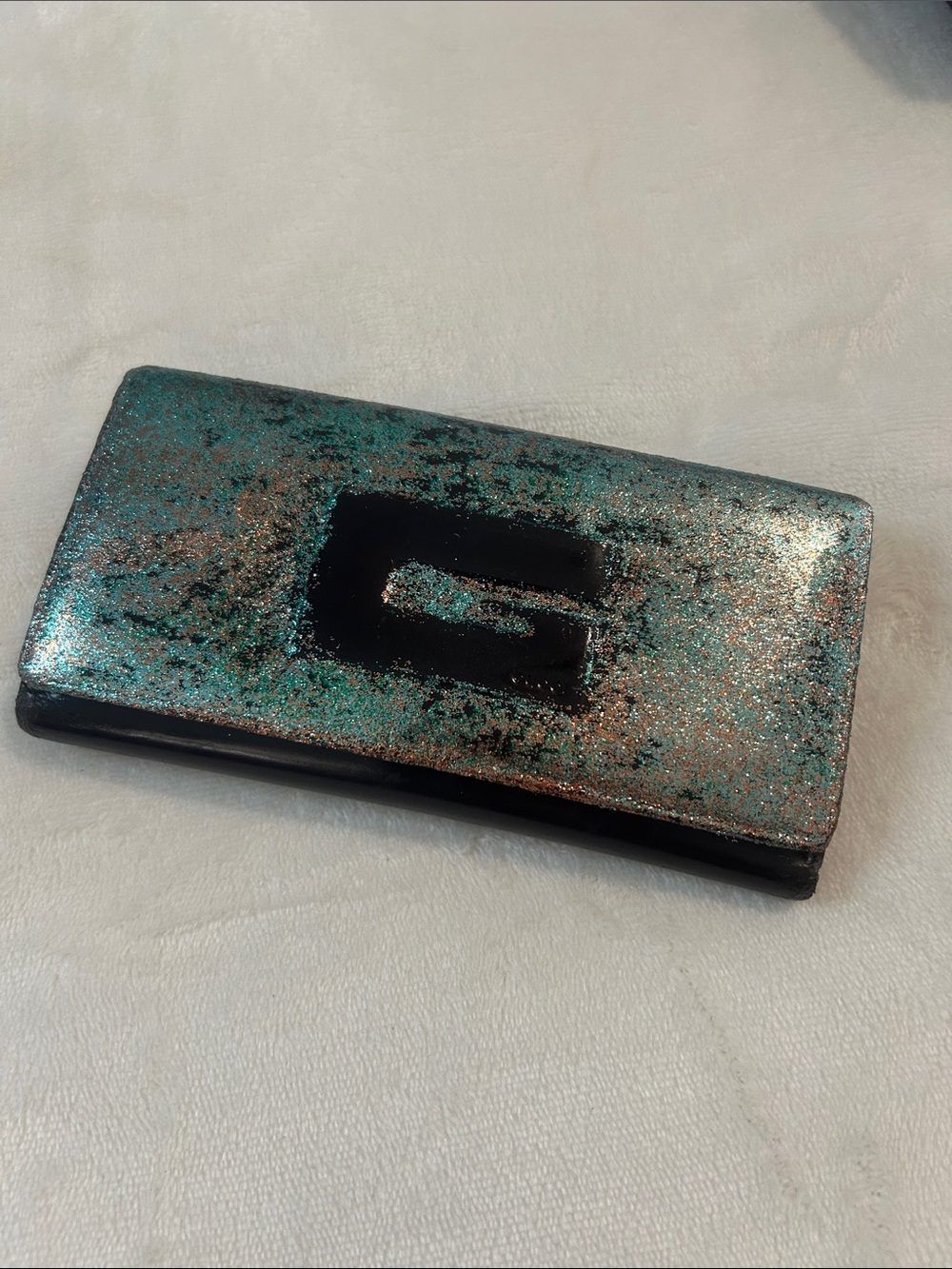Gucci Logo leather Clutch Continental Wallet hand painted one of a kind